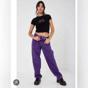Garage Dani Low Waisted Carpenter Baggy Purple Cargo Pant Size 9